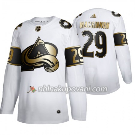 Colorado Avalanche Dresy Nathan MacKinnon 29 Adidas 2019-2020 Golden Edition Bílá Authentic - Pánské